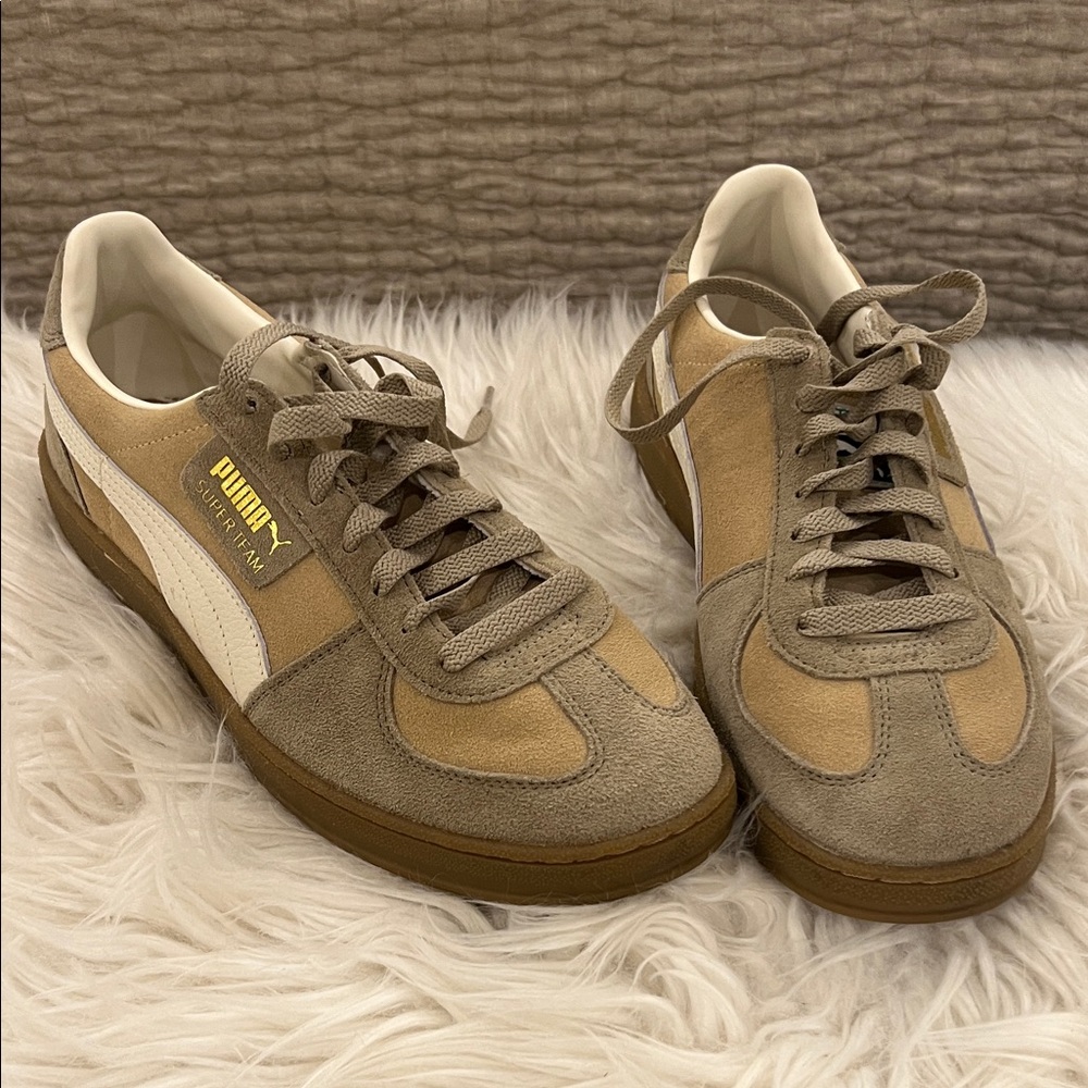 Puma Men's Beige and Brown Sneakers